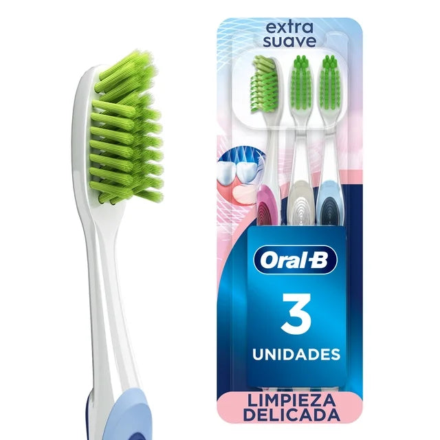 Cepillo de dientes Oral-B Encías detox cerdas extrasuaves CrissCross, multicolor 3 pz