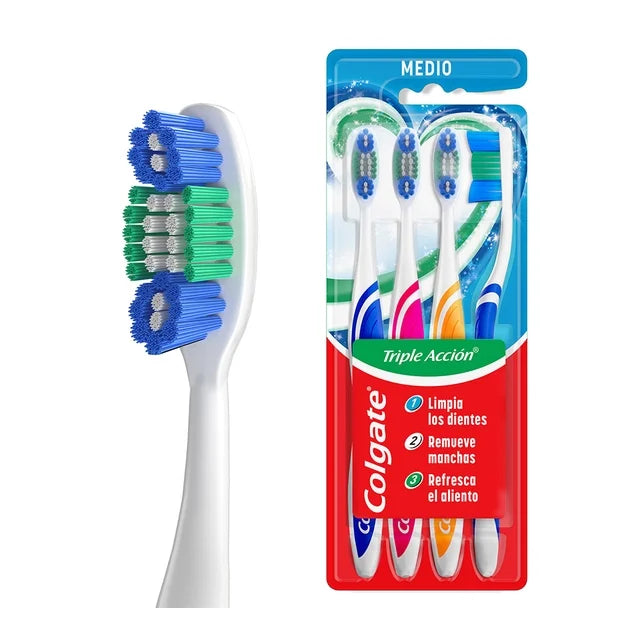 Cepillo Dental Colgate Triple Acción Protección y Salud para Toda tu Boca 4 pz