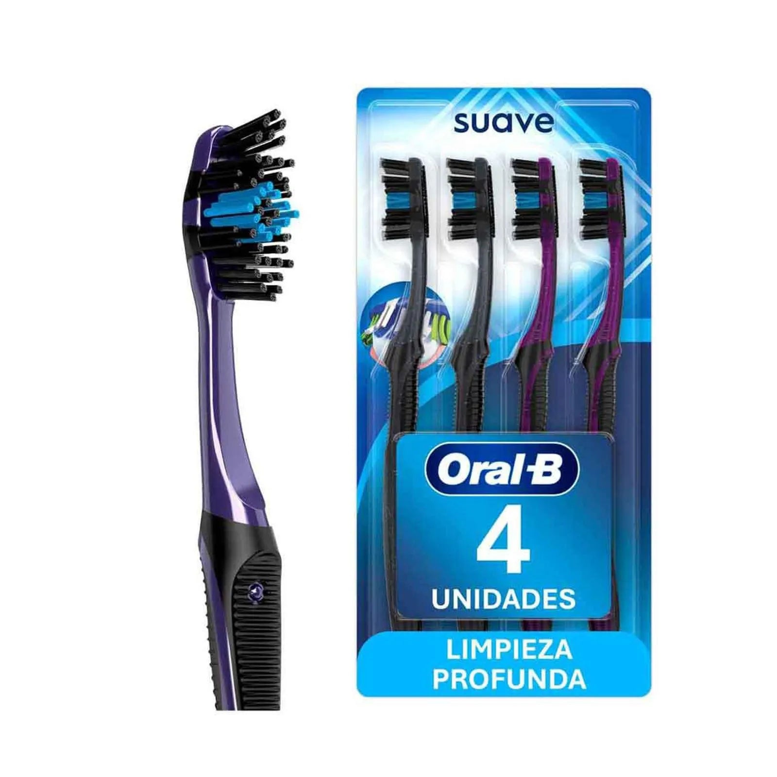 Cepillo de Dientes Oral-B Advanced 5 Acciones con Carbón, 4 pz