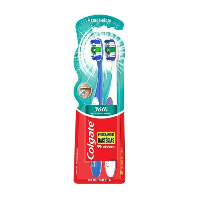 Cepillo Dental Colgate 360° Deep Clean Cerdas Pulidoras de Goma 1 pz