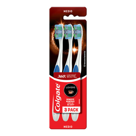 Cepillo dental Colgate 360° Luminous White Lovers Copas Blanqueadoras 3 pz