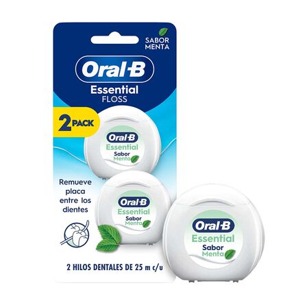Hilo dental Oral-B Essential Floss con sabor a menta, 2 pz de 25 m c/u