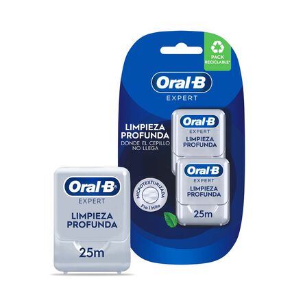 Hilo dental Oral-B Pro-Salud Textura suave, sabor a menta, 2 pz de 25 m c/u