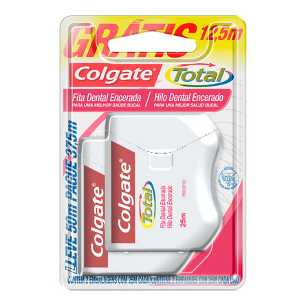 Hilo Dental Colgate Total 12 Encerado para una Mejor Salud Bucal 2 Pz x 25 m