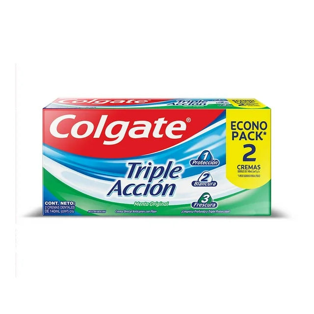 Pasta Dental Colgate Triple Acción Menta Original 2 x 140 ml