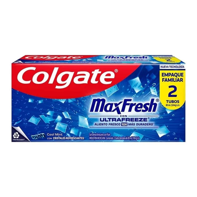 Pasta Dental Colgate Max Fresh Cool Mint Aliento Fresco 10x Más Duradero 2 x 80 ml