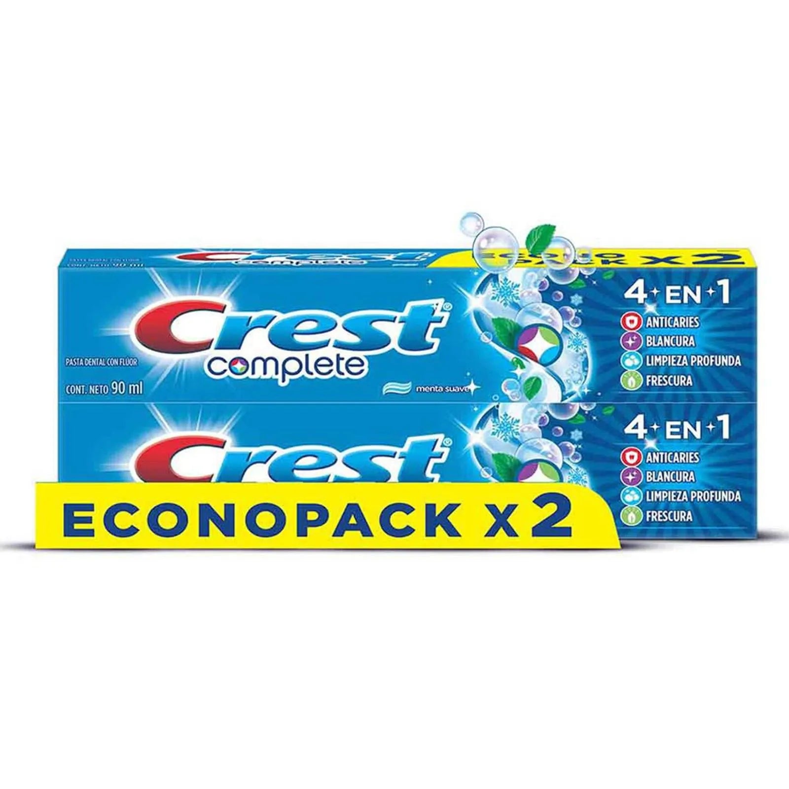 Crest Complete 4 en 1 Pasta Dental, 2 pz de 90 ml c/u