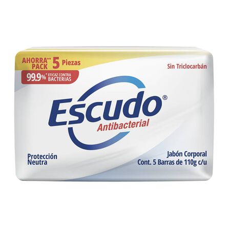 Jabón en barra Escudo antibacterial protección neutra 5 pz de 110 g c/u