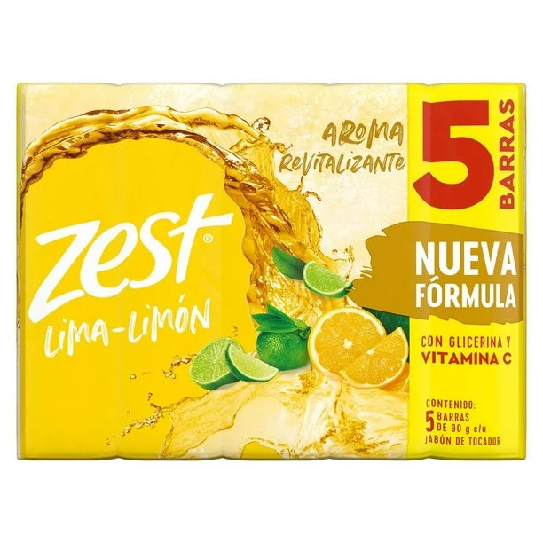 Jabón Zest Lima Limón 5 pz de 90 gr