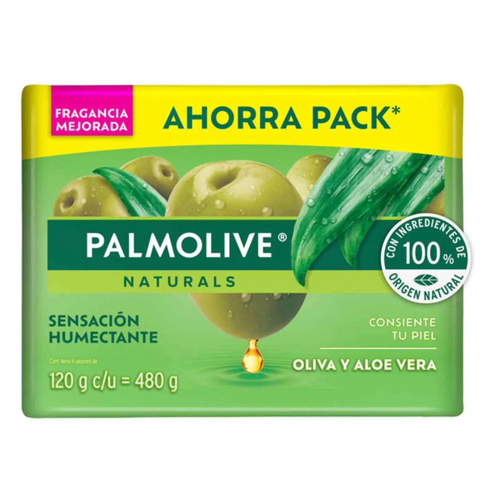 Jabón de Baño Palmolive Naturals Sensación Humectante Aloe y Oliva 4 x 120 gr