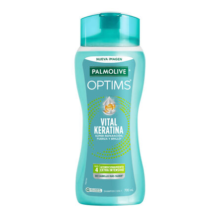 Shampoo Palmolive Optims Nivel 4 Acondicionamiento Extra Intensivo Con Vital Keratina, Cabello más Suave 700 ml