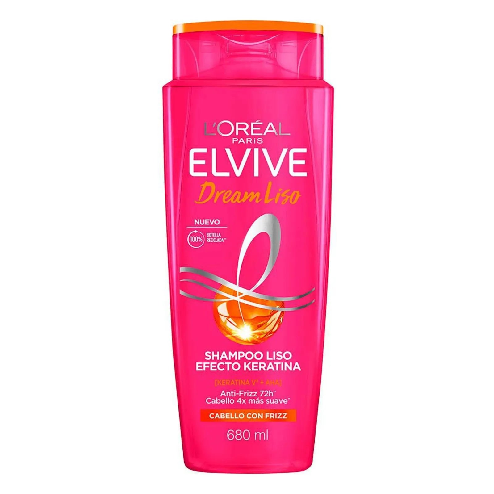 Shampoo L'Oréal Paris Dream Liso Efecto Keratina, Anti frizz 72hrs 680ml