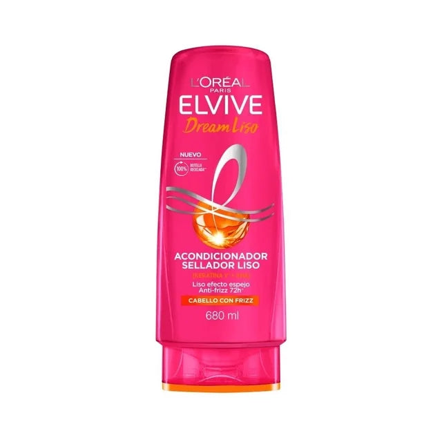 Acondicionador L'Oréal Paris Sellador de Liso, Anti frizz 72hrs 680ml