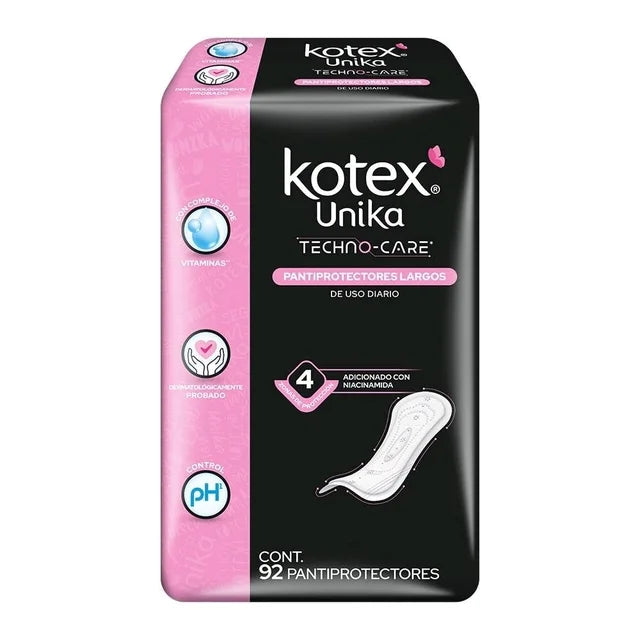 Pantiprotectores diarios Kotex Unika largos 92 pz