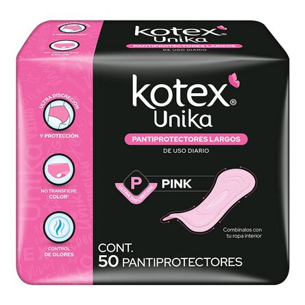 Pantiprotectores Kotex Unika  Pink Largos, 50 pz