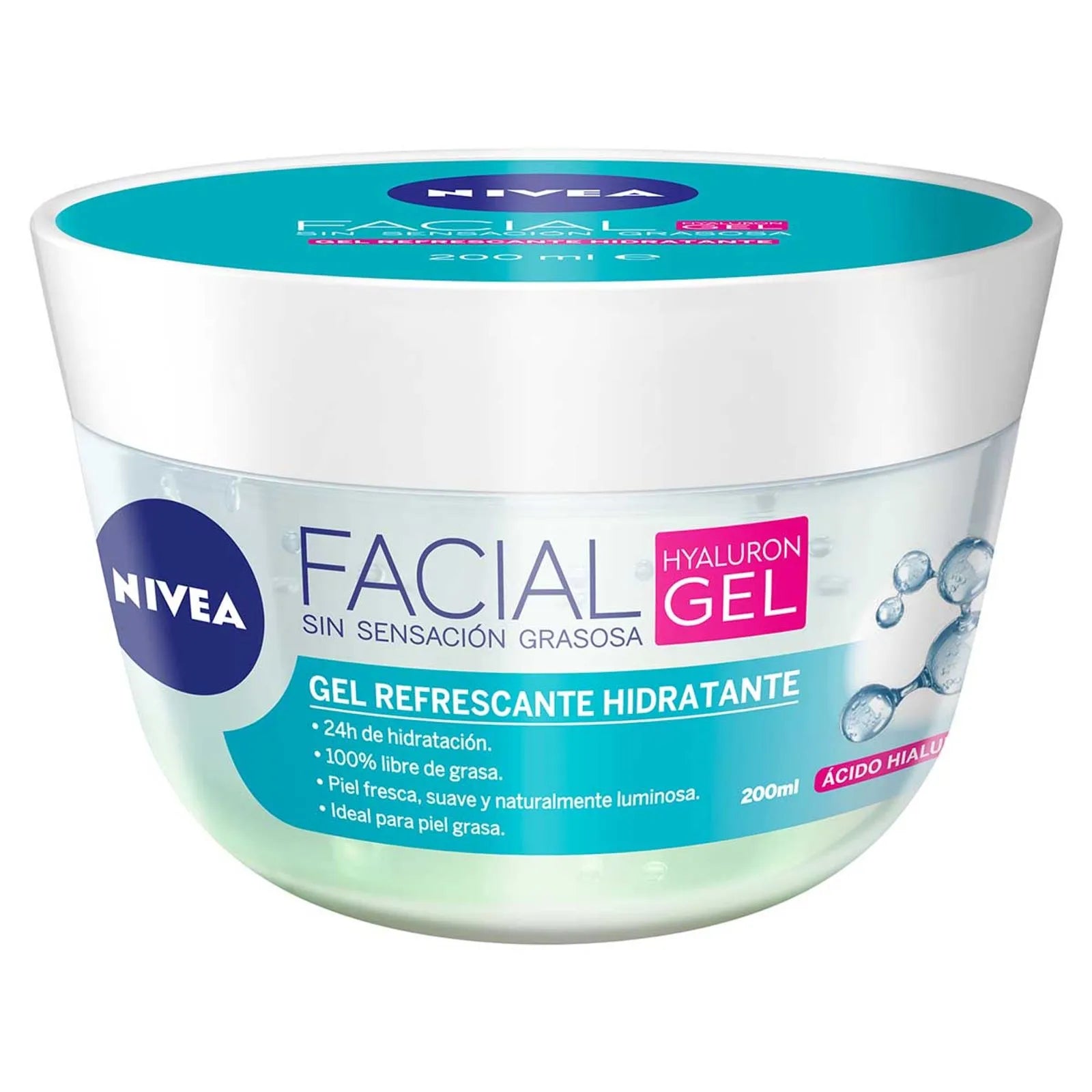 Gel facial NIVEA Cuidado Facial Hyaluron hidratante con ácido hialurónico ideal para piel grasa 200 ml
