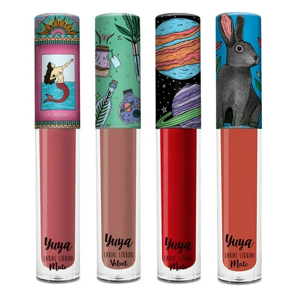 Yuya - Paquete 4 Labiales líquidos Mate (Sirena, Te quiero, Mi amor, Quédate)