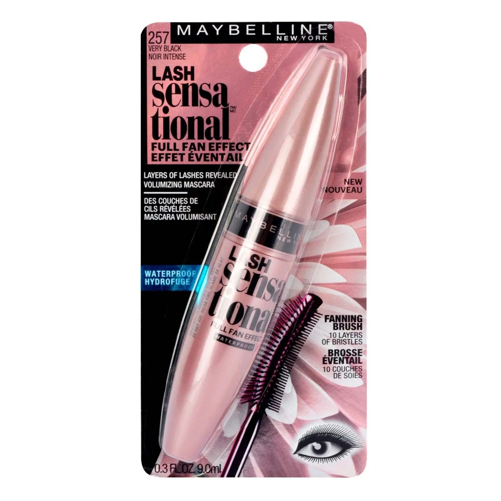 Máscara para pestañas Maybelline Lash Sensational full fan effect 257 very black 9 ml