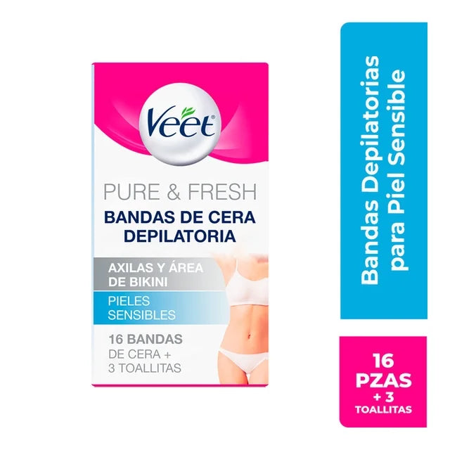 Bandas Depilatorias Veet área Hipoalergénico Piel sensible 16 Bandas