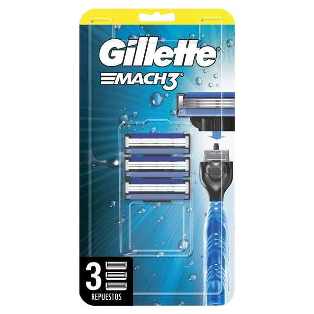 Gillette Mach3 Aqua Grip Repuestos Para Afeitar 3 pz