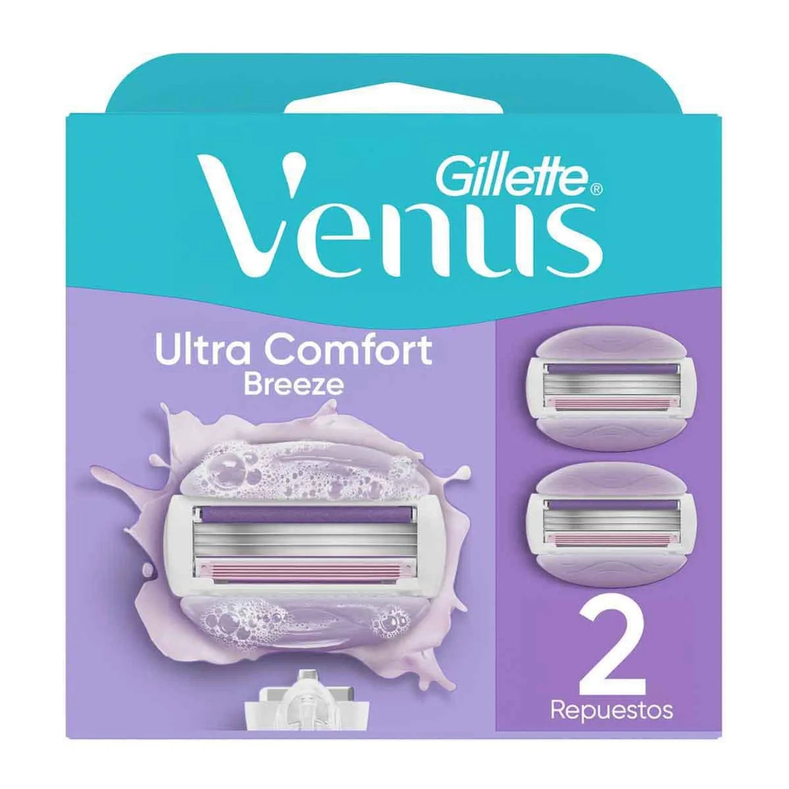 Cartucho Rastrillo Mujer Gillette Venus Ultra Comfort Breeze, Más Humectación 2 pz