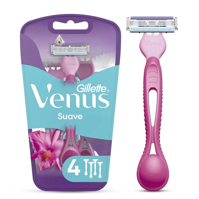 Rastrillo para Mujer Gillette Venus Suave con 3 Hojas para Depilar 4 pz