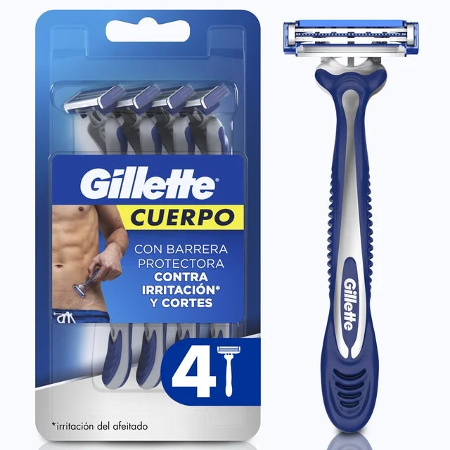 Rastrillo Gillette Cuerpo con Barra Protectora para Depilar la Zona íntima 4 pz
