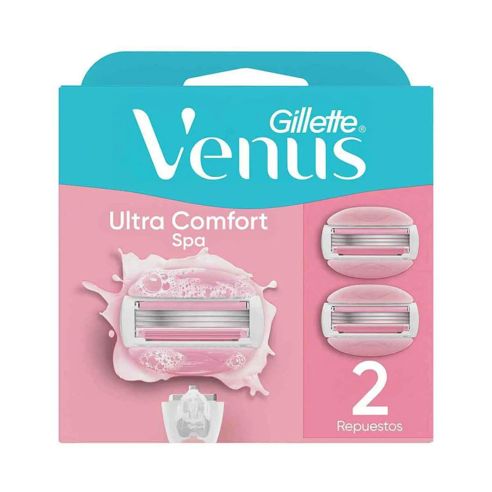 Cartucho Rastrillo Mujer Gillette Venus Ultra Comfort Spa con Más Humectación 2 pz