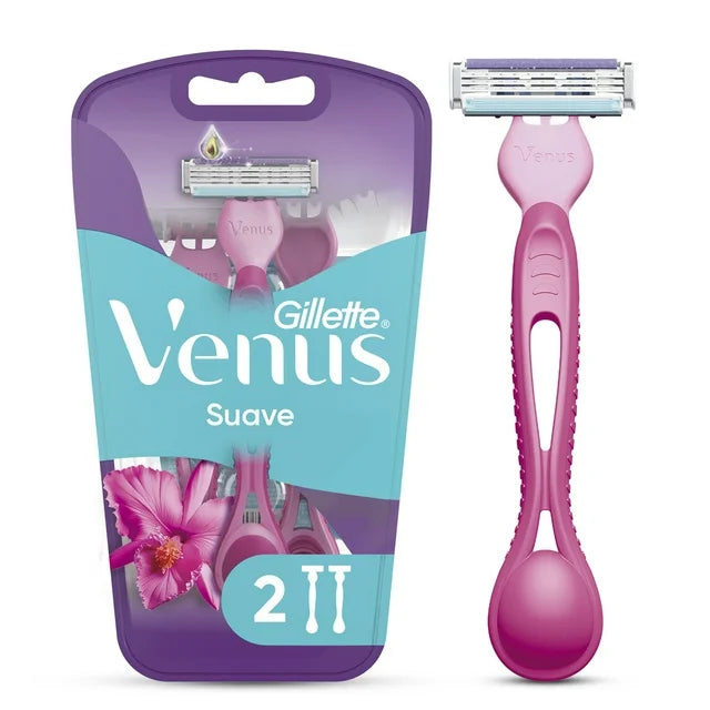 Rastrillo para Mujer Gillette Venus Suave Sensitive con 3 Hojas para Depilar 2 pz