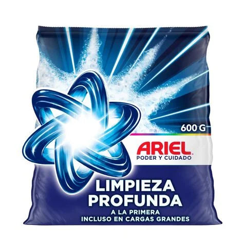 Detergente en Polvo Ariel Poder y Cuidado 600 gr