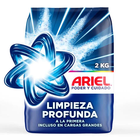 Detergente en Polvo Ariel Poder y Cuidado 2 Kg