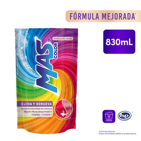 Detergente líquido Mas Color 830 ml