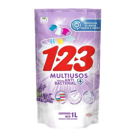 Detergente liquido 123 Multiusos Lavanda 1 Lt