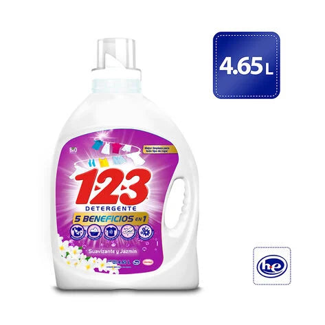 Detergente líquido 123 Suavizante y Jazmín 4.65 Lt