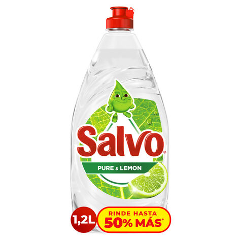 Lavatrastes Salvo Pure, remueve grasa difícil, 1.2 L