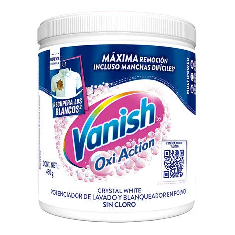Vanish Quitamanchas en Polvo para Ropa Blanca Oxi Action Crystal White 450 gr