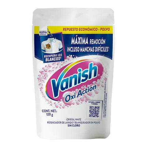 Vanish Quitamanchas en Polvo para Ropa Blanca Oxi Action Crystal White Repuesto 120 gr