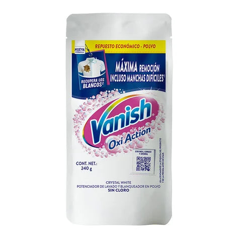 Vanish Quitamanchas en Polvo para Ropa Blanca Oxi Action Crystal White 240 gr