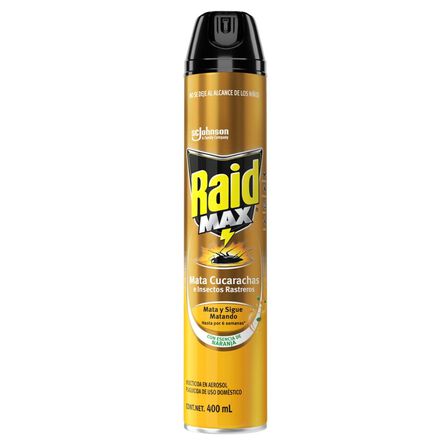 Insecticida en Aerosol RAID MAX Mata Cucarachas e insectos rastreros 400 ml con Esencia Naranja