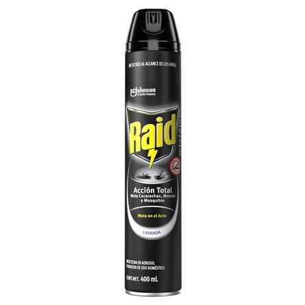 Insecticida en Aerosol Raid Acción Total Lavanda 400 ml