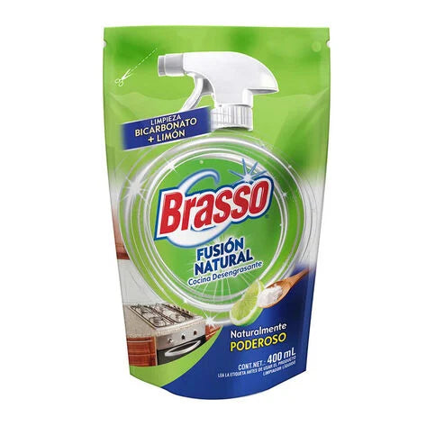 Brasso Limpiador Líquido Desengrasante para Cocina Fusión Natural Repuesto 400 ml