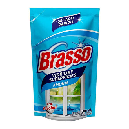 Brasso Limpiador Líquido para Vidrios y Superficies Amonia Repuesto 500 ml
