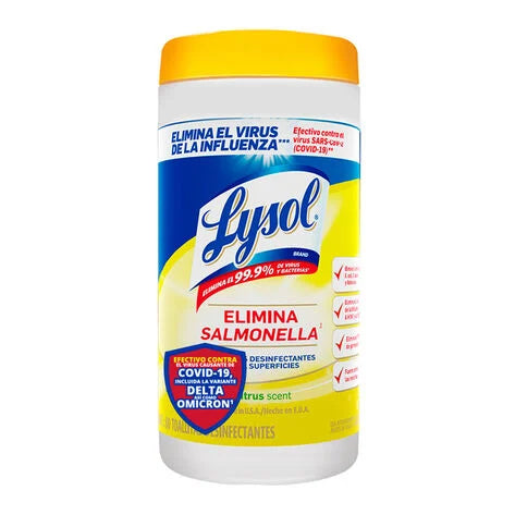 Lysol Toallitas Desinfectantes para Superficies Citrus 80 piezas