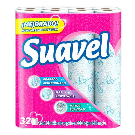 Papel Higiénico Suavel 32 Rollos 200 Hojas Dobles