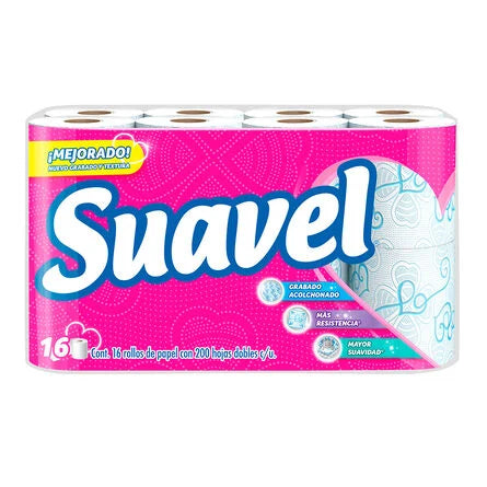 Papel higiénico Suavel 16 rollos de 200 hojas c/u
