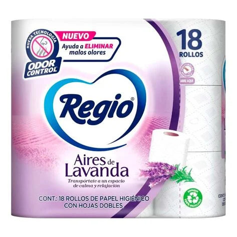 Papel Higiénico Regio Aires de Lavanda 18 rollos
