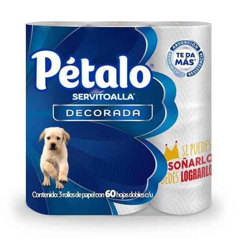 Servitoalla Pétalo 3 Rollos, 60 Hojas Dobles