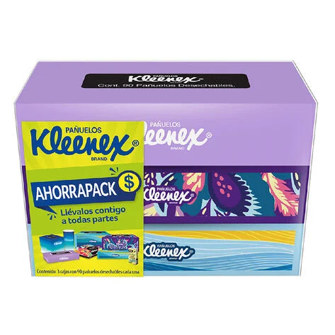 Pañuelos Faciales Kleenex 3 pack con 90 pz