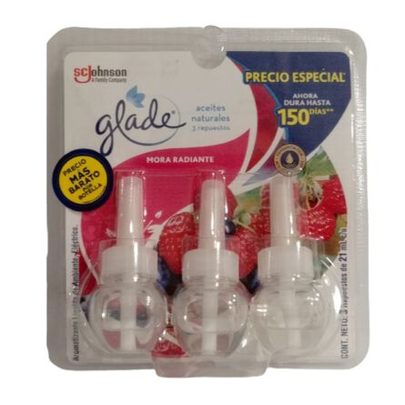 Repuestos de Aromatizante de Aceite Glade Moras Radiantes 3 Piezas