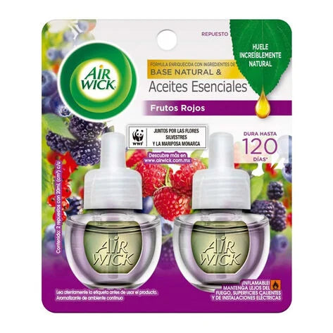 Air Wick Aromatizante de Ambiente Eléctrico 2 Repuestos Frutos Rojos 20 ml